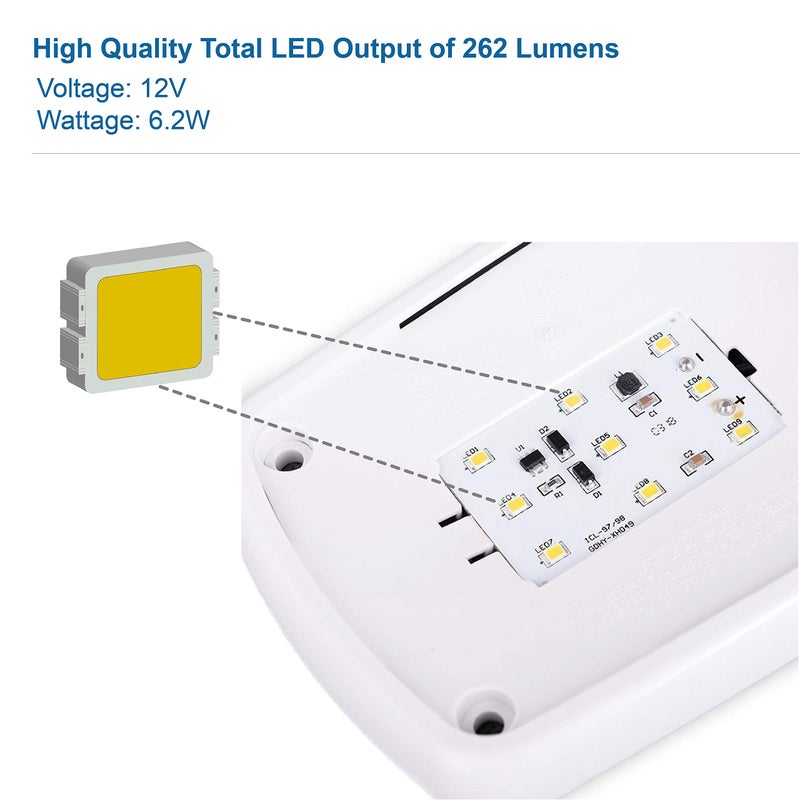 Lumitronics RV LED Lights Interior - LED Camper Ceiling Light Fixture with Switch 12V (Volt) - Removable Lens - Image 2